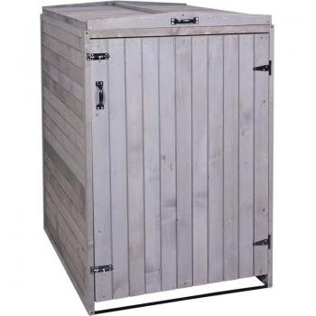 Abri de rangement pour poubelles en bois gris anthracite