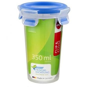 Contenitore rotondo EMSA 508551 con coperchio, 0.35 litri, trasparente / blu, Clip & Chiudi