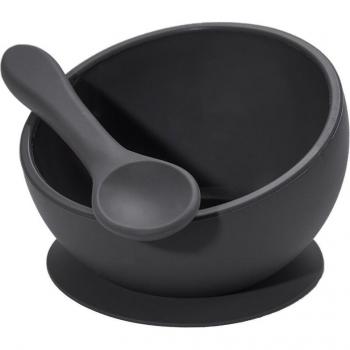 Ensemble repas bébé ventouse 45° : bol étanche, cuillère douce, plaque anti‑glissade