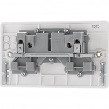 Double Switched Power Socket, White Moulded, 13 Amp