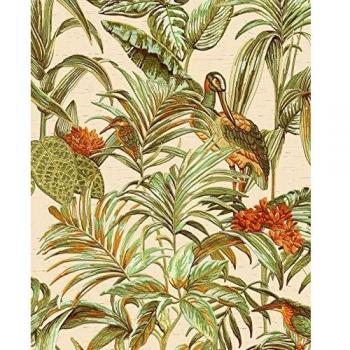 Papel pintado de pájaros Profhome DE120013-DI tejido non tejido gofrado diseño exótico