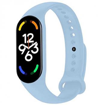 Correa de Silicona Suave Flexible Azul Claro Compatible con Xiaomi Mi Band 7/6/5 y Amazfit Band 5 Pulsera de Recambio