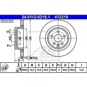 ATE Bremsscheibe Hinten Voll 288mm für Vauxhall Opel 24.0112-0219.1