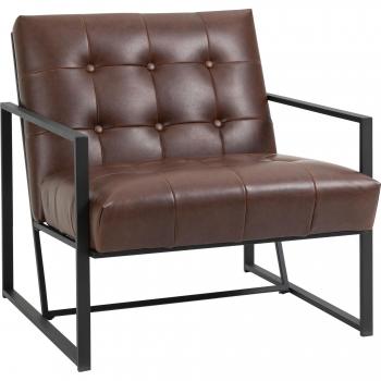 Fauteuil Chesterfield Noir avec Revêtement Synthétique