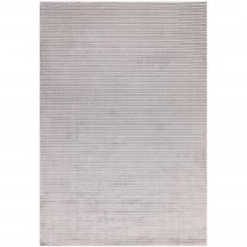Elegant Silver Grey Velvety Stripe Rug 200 x 290 cm