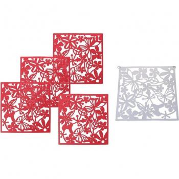 8 Pcs Red & White Butterfly Bird Flower Home Decor Curtain