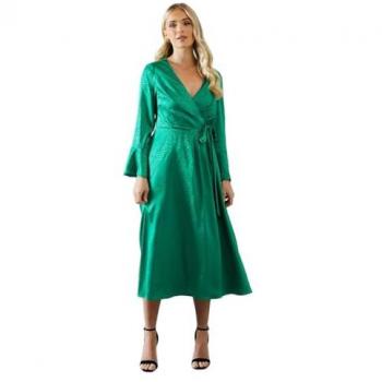 Women's Petite Wrap Dress with Animal Jacquard