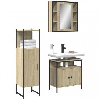VidaXL Engineered Wood Bathroom Cabinet Set in Sonoma Oak