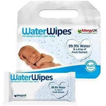 WaterWipes Baby Wipes for Sensitive Skin, 4 packs x 60 wipes