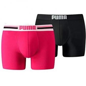 Puma Boxer para Hombre, 65100300, Multicolor (Rose/Negro), Talla Pequeña, 2 unidades