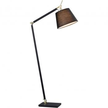 Lampada Marvaine da terra Lucande, nero/oro, regolabile