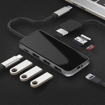 Adaptador HUB USB C con salida HDMI y carga inalámbrica