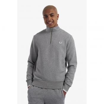 Fred Perry Sudadera Hombre Media Cremallera y Ribetes Grises
