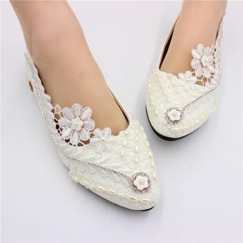 Large Size Bride's Lace Flats – BH172