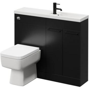 Napoli 1000mm Vanity Unit Toilet Suite with Slimline Basin | Matt Black