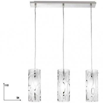 Lampadario a sospensione 3 luci cilindriche E27 Cromo