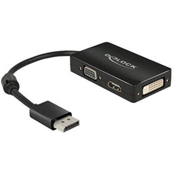 DeLOCK 0.16m Adaptador DisplayPort/VGA+HDMI+DVI 0,16 m Negro