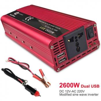 Adaptador Inversor 2600W DC 12V a AC 220V Onda Modificada