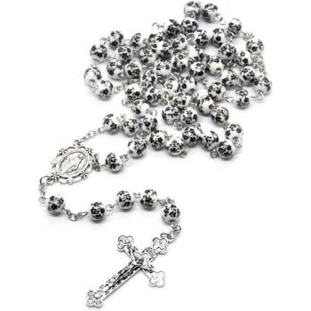 Ladies Vintage Ceramic Bead Rosary with Cross