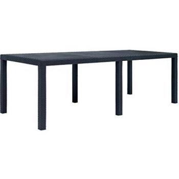 Table de jardin Anthracite 220x90x72 cm Plastique Aspect rotin