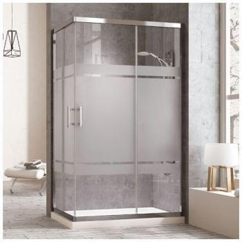 Mampara Tegler 80x110cm Cristal Templado 2 Puertas Deslizantes