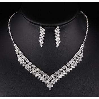 Bridal Rhinestone Jewelry Set with Choker and Earrings