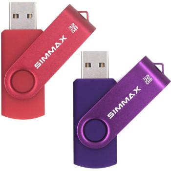 SIMMAX 32 GB USB‑Stick Duo – Metallgepäck, lila & rot, USB 2.0