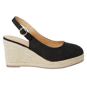 Riya Natural Black Slingback Espadrille Wedge for Women – Wide Fit