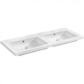 Spirit Double Vasque en Céramique 46 x 121 x 14 cm – Blanc