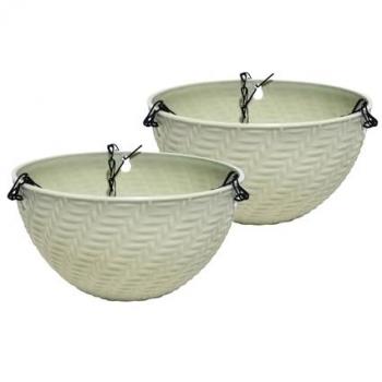 Kunststoff‑Blumenampel Nessa Pastell – 2‑teiliges Hänge-Set