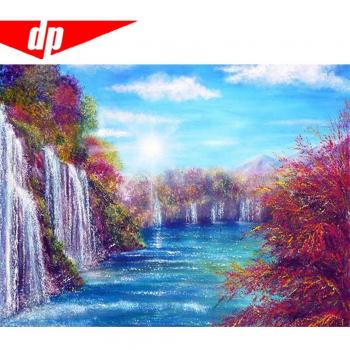 Diamond Mosaic Lake Waterfall Project – 20x30 cm