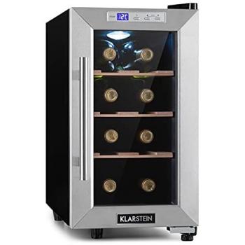 Klarstein Reserva 8 Uno – Réfrigérateur à vin 23 L, 8 bouteilles, acoustique 26 dB, acier inoxydable