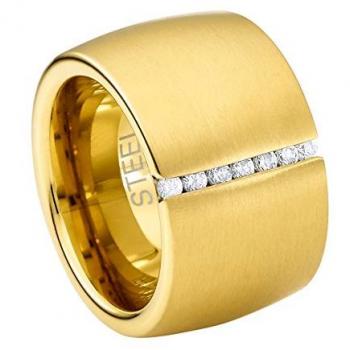 Heideman Goldfarbener Fingerring Lines mit Steinen