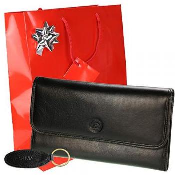 Set luxe : portefeuille, porte‑clés, emballage cadeau – Pack S5661 noir
