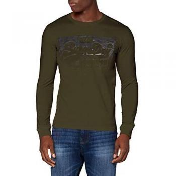 Superdry VL Halftone Emboss Ls Top T-Shirt À Manches Longues, Rouge (Bright Red GPA)
