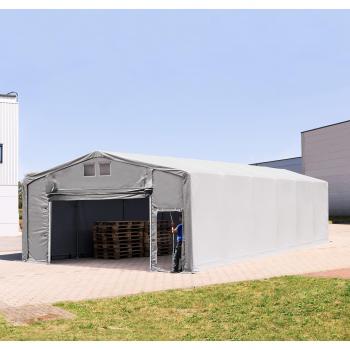 ToolPort 8x16 ft Mobile Shed – 3m Sidewalls, Grey PVC 850, Pull‑Up Door
