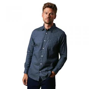 Debenhams Men's Tudor Tile Long Sleeve Shirt – Navy Blue Small