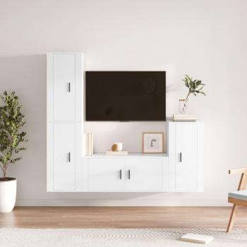 VidaXL 4-Piece High Gloss White Entertainment Center