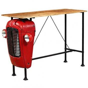 Table de Salle à Manger Tracteur Rouge en Bois de Manguier