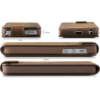 Blumax Apple iPhone SE 5/5S Lederhülle im Vintage-Look mit Magnetverschluss