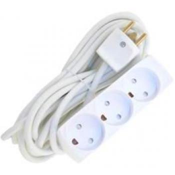 Multipresa 3 Vie con Sicurezza per Bambini, 5m, Bianco, con Terra