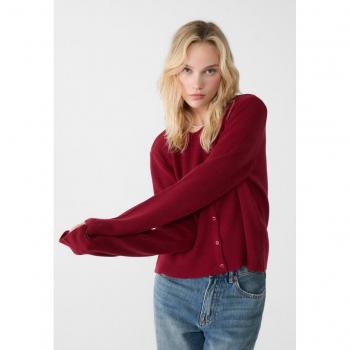 Burgundy Ribbed Knit Cardigan with Buttons Size S