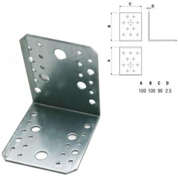 Galvanised Angle Bracket 105x105x2.5mm Heavy Duty Reinforced Pack of 030