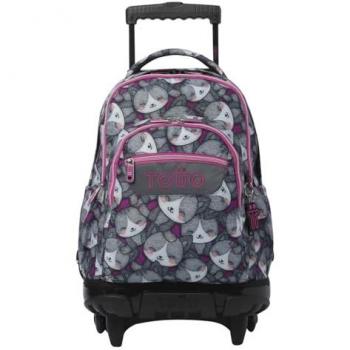 Mochila Escolar con Ruedas Totto Kitten Rose 26L