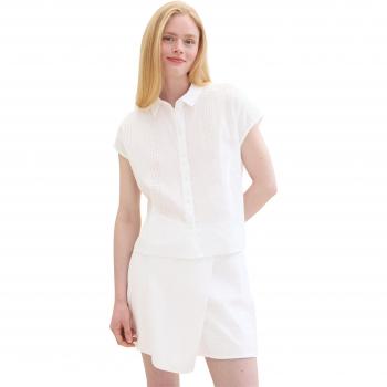 TOM TAILOR Denim Damen Button-Down Hemd mit Lochmuster