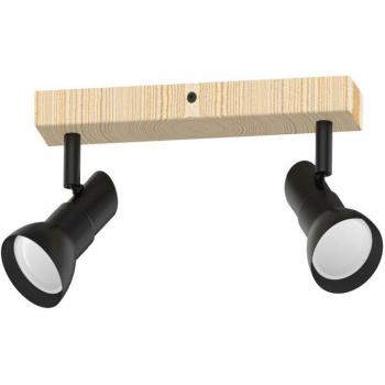 Zumaline Trieste Faretto Doppio Soffitto in Legno Nero Opaco