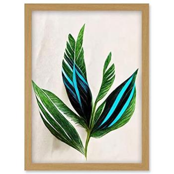 Turquoise Green Feathery Tropical Plant A4 Simple Botanical Print