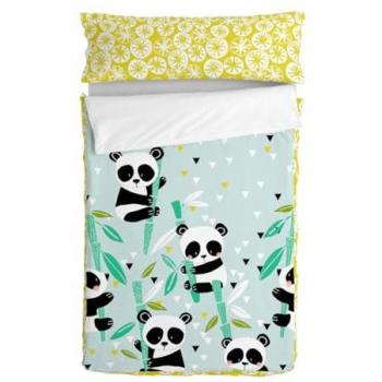 Moshi Moshi Vadderat Täcke Panda Blå 105 x 200 cm