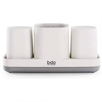 KOC-AWS Körperpflege-Organizer mit Trinkglas – Euro Design, Weiß/Grau