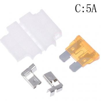 Portafusible de automóvil con 5 fusibles (3A, 5A, 7.5A, 10A), medidas 7x6x3 cm
